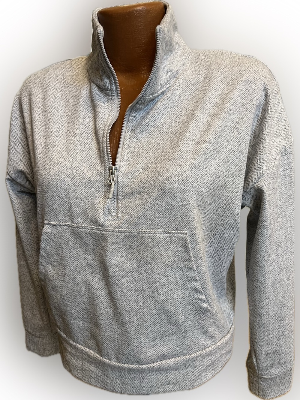 Kyodan Outdoors herringbone pattern 1/4 zip pullover hiking top jacket M gray